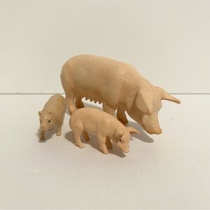 Pig + Piglet Figure Lot Realistic Farm Toy Bundle Mom Baby Schleich Safari LTD